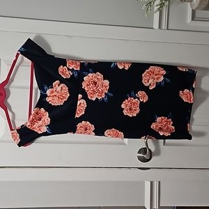 Navy Blue Floral Cocktail Dress